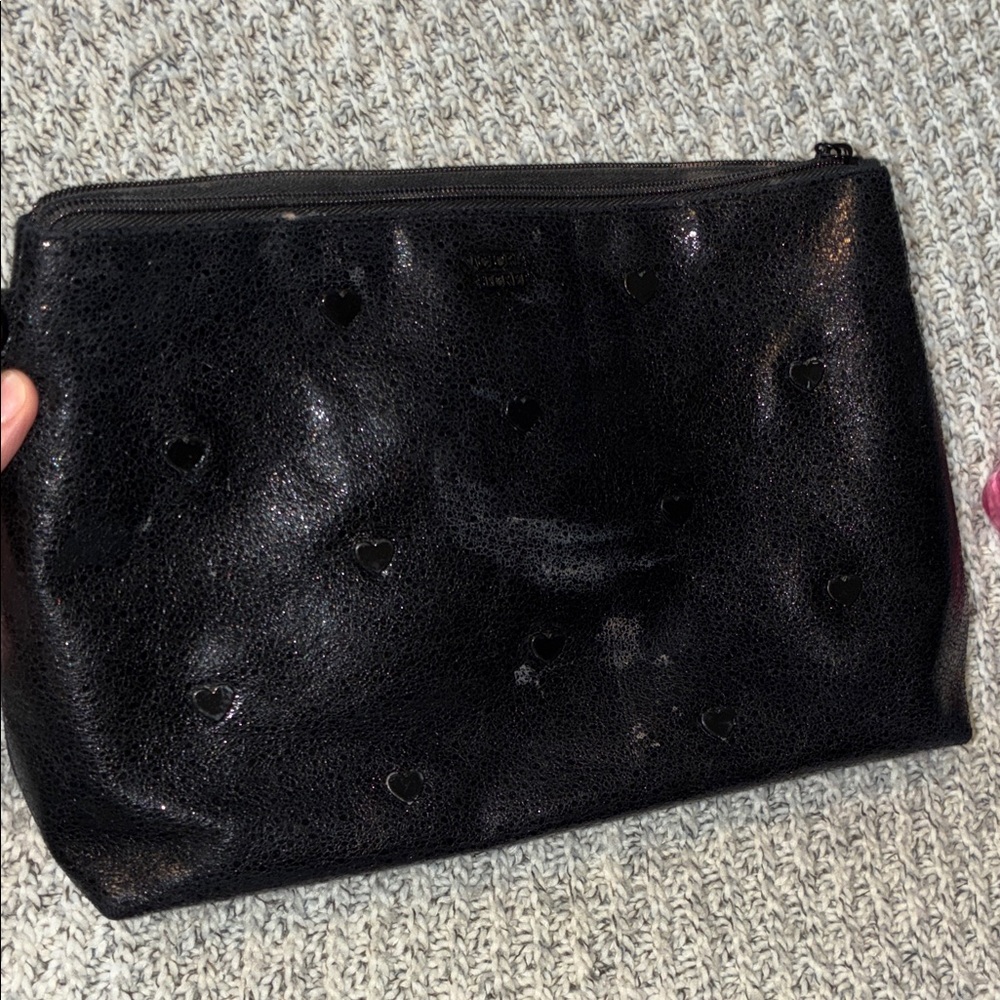 Victoria’s Secret Black Heart-Patterned Cosmetic Bag